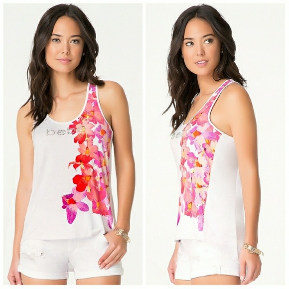 🌹😍 bebe Pink Orchids Racerback Tank - Picture 3 of 8